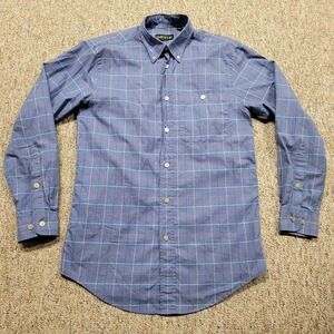 Orvis Shirt Mens Small Blue Check Country Twill Button Down Outdoor Fishing Hike